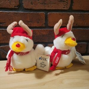 Pair of Aflac 2003 Holiday Duck Plush Toys